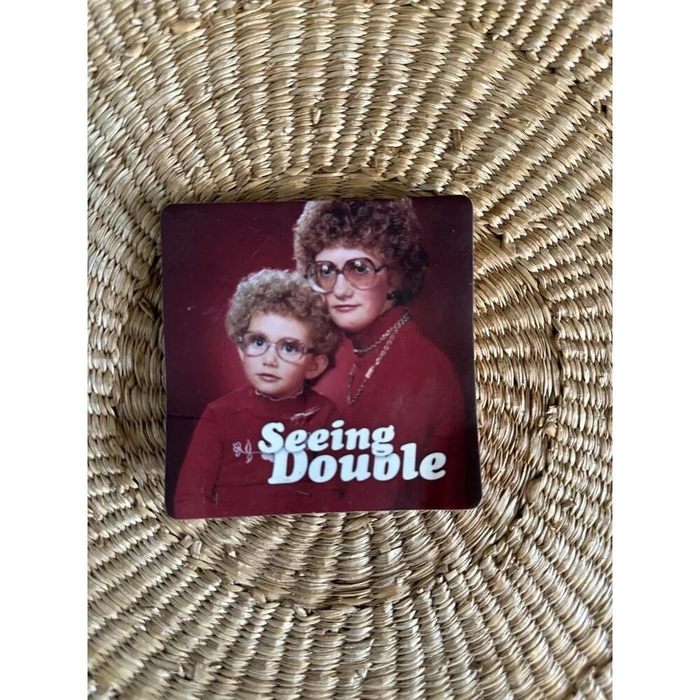 Seeing Double twins gag gift coaster